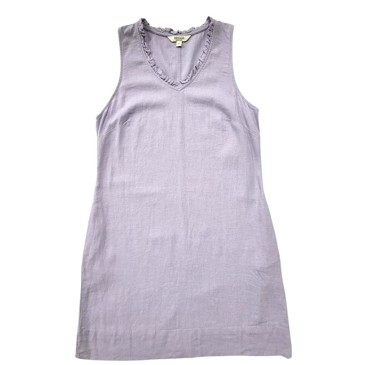 Briggs - Linen Blend Dress with Ruffles and V-Neck