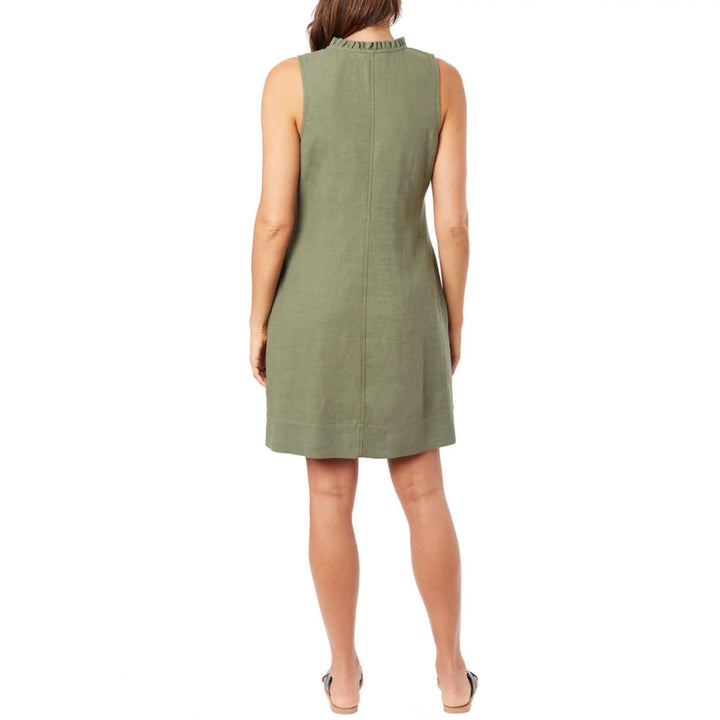 Briggs - Linen Blend Dress with Ruffles and V-Neck