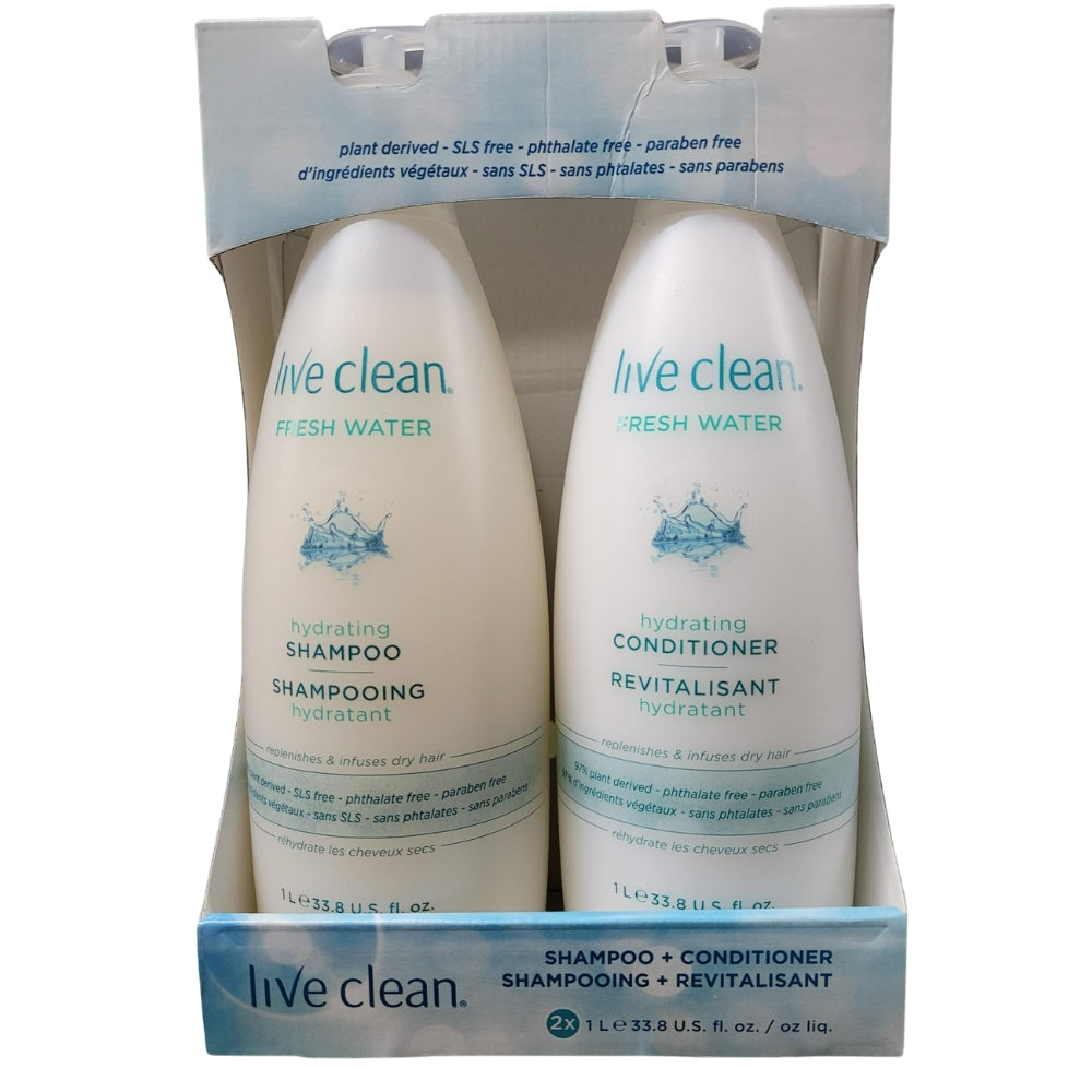 Live clean - Fresh Water Shampoo and Conditioner - 2 X 1L