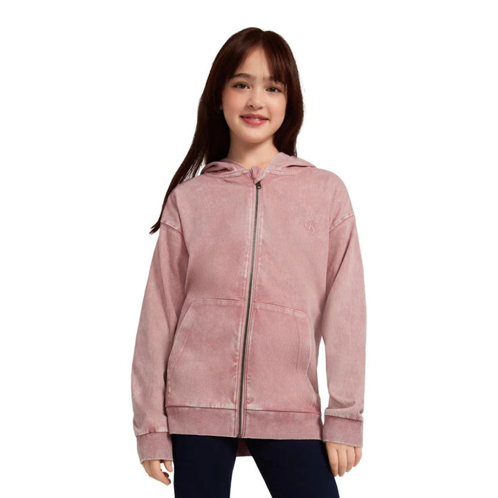 Calvin Klein - Hoodie en denim à fermeture éclair