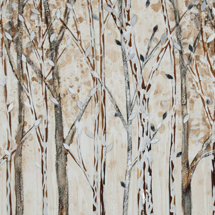 Silvery Birch Winter Forest Framed Wall Art