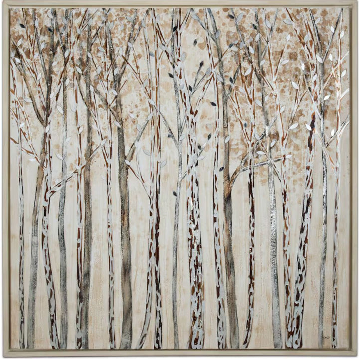 Silvery Birch Winter Forest Framed Wall Art
