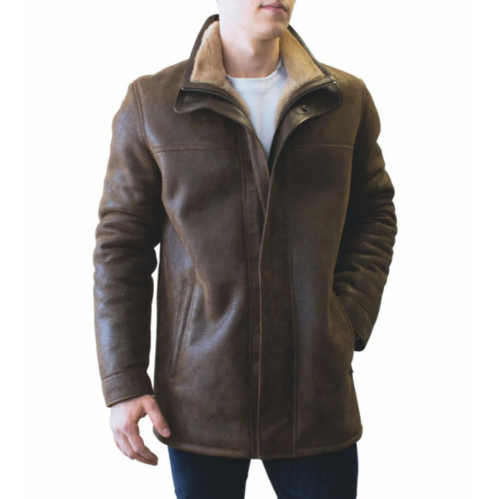 RBH Ricardo - Veste en cuir de mouton à double col montant