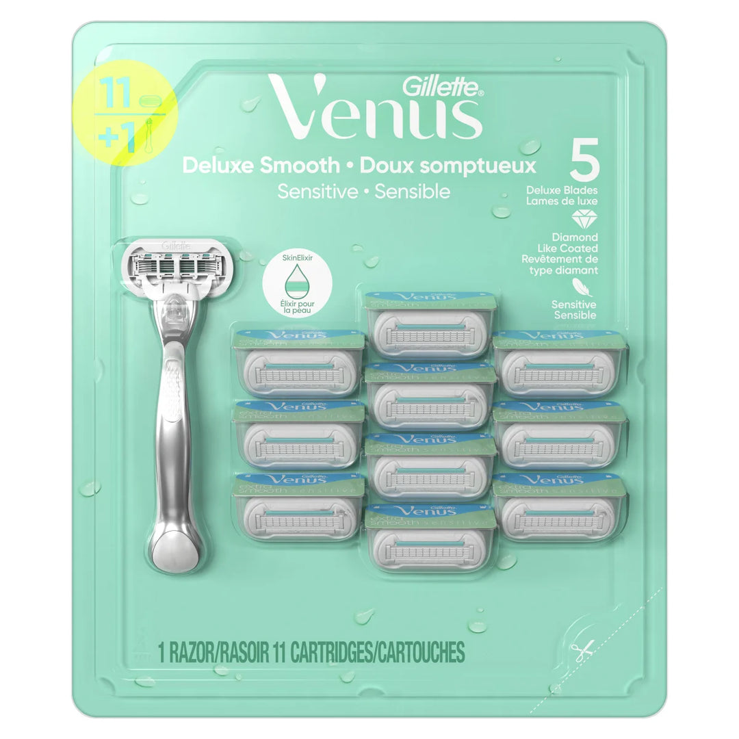 Gillette - Venus Deluxe Smooth Sensitive Razor + 11 Cartridges
