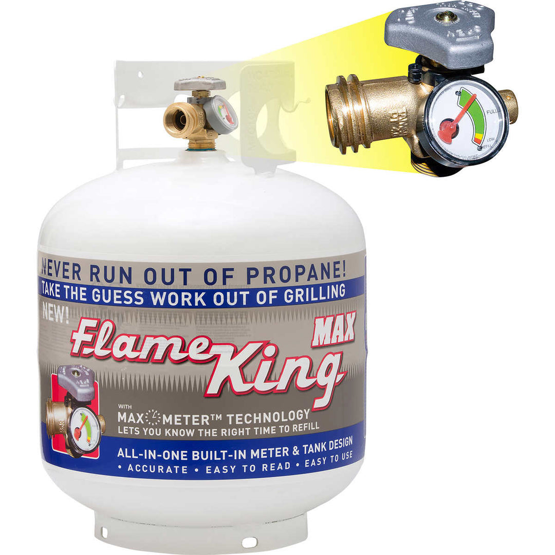 Flame King Max - Empty Steel Propane Cylinder with OPD Valve and Amp