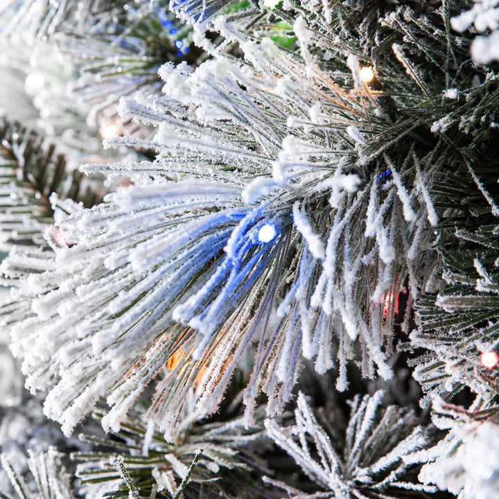 2.2 m Pre-Lit Flocked Glitter Artificial Christmas Tree