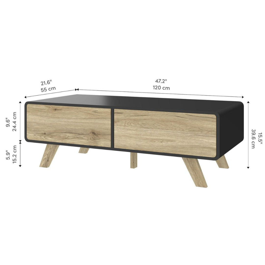 Bestar Alhena - Table basse 48W en chêne noir uv et brun sable