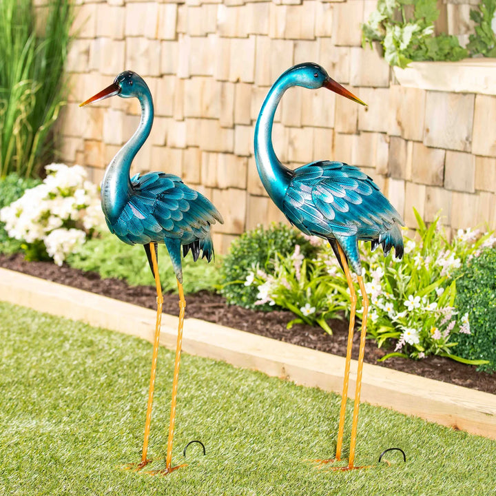Paire de statues de hérons bleus de 35 po