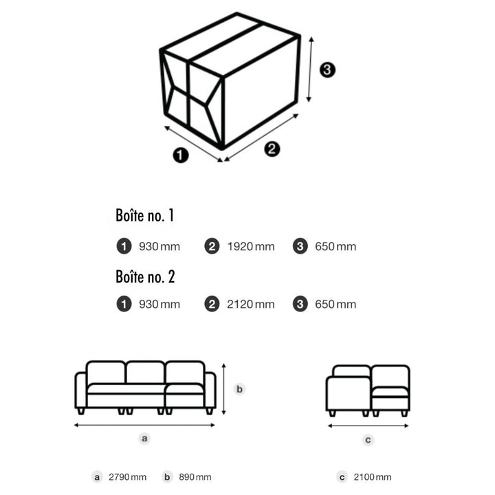 ZOY Home Furnishing - Sofas stationnaire sectionnel en deux pièces (modèle Monroe)