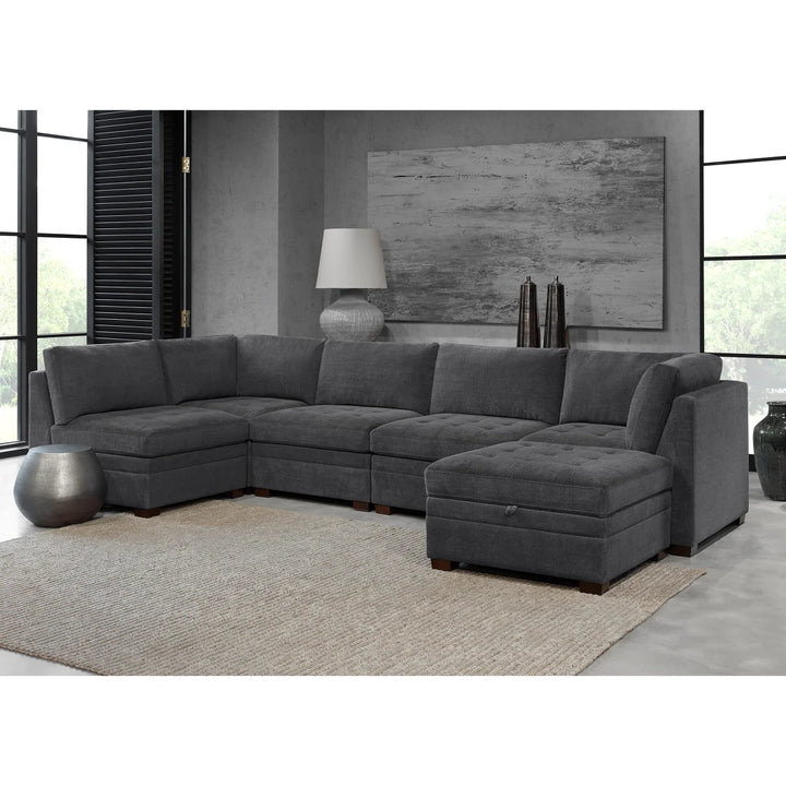 Thomasville - Tisdale Fabric Sectional with Storage Ottoman