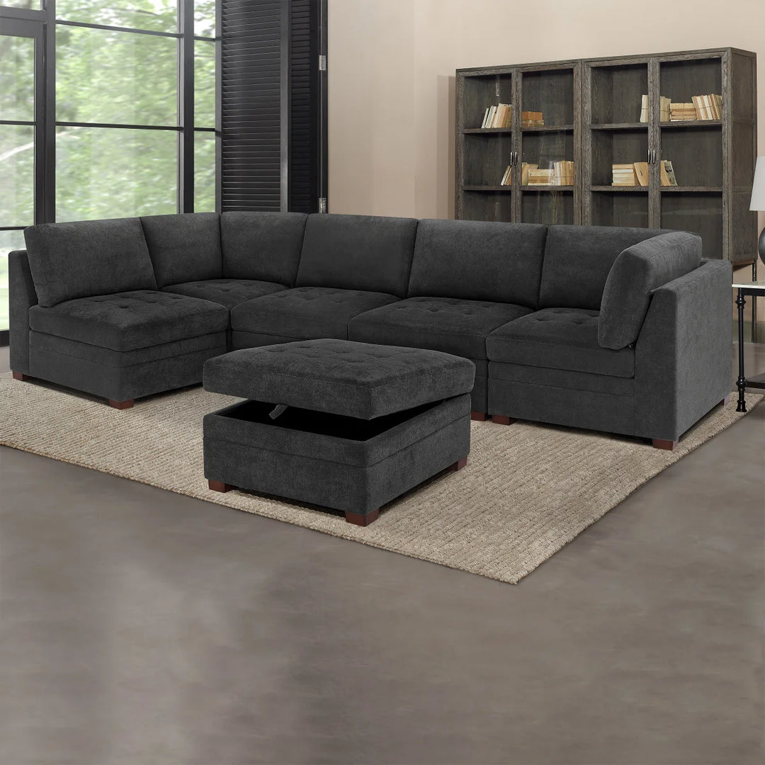 Thomasville - Tisdale Fabric Sectional with Storage Ottoman