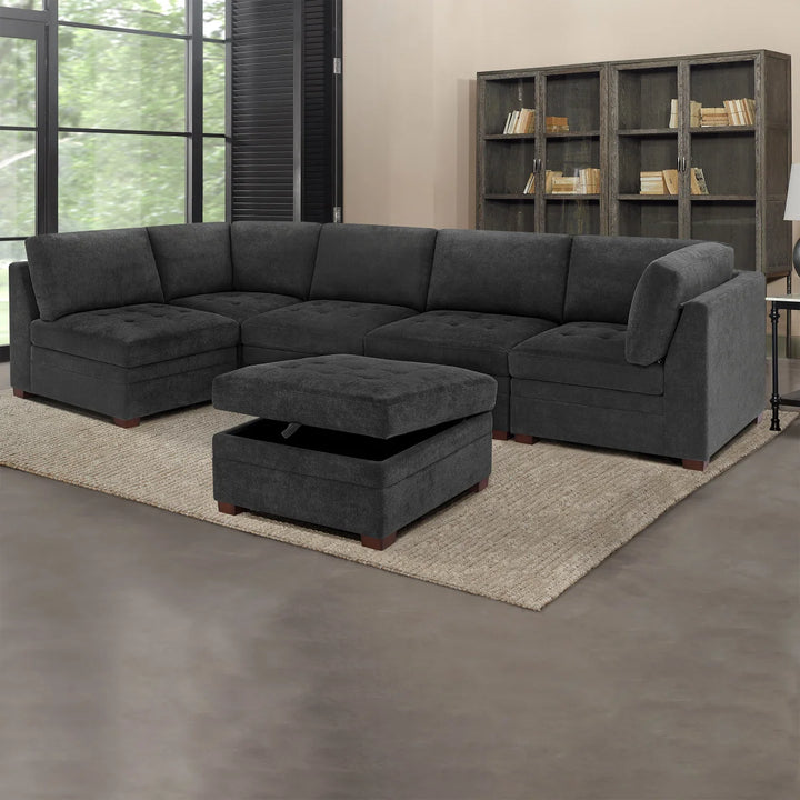 Thomasville - Tisdale Fabric Sectional with Storage Ottoman