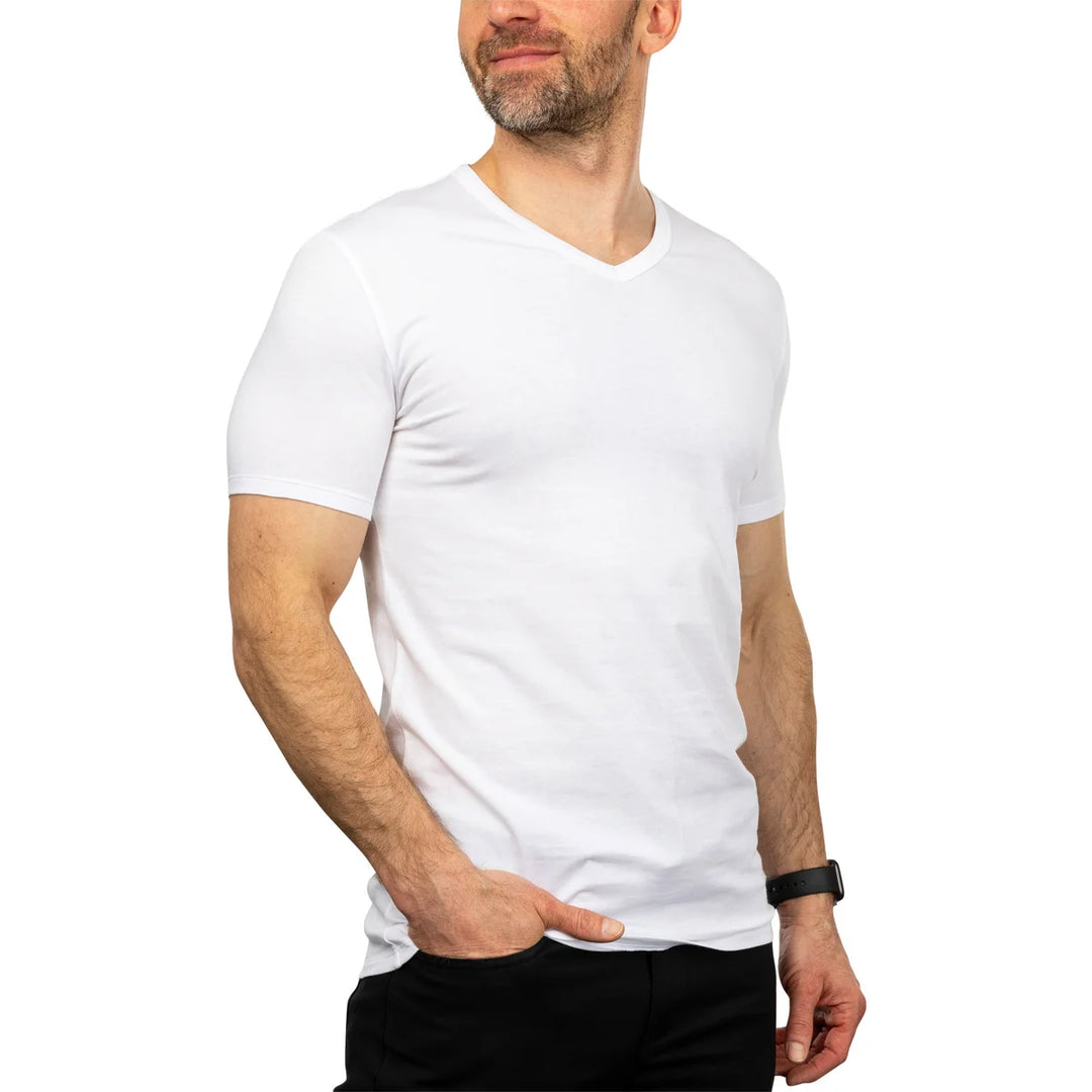 Calvin Klein - Chandail à manches courtes col en V, paquet de 4