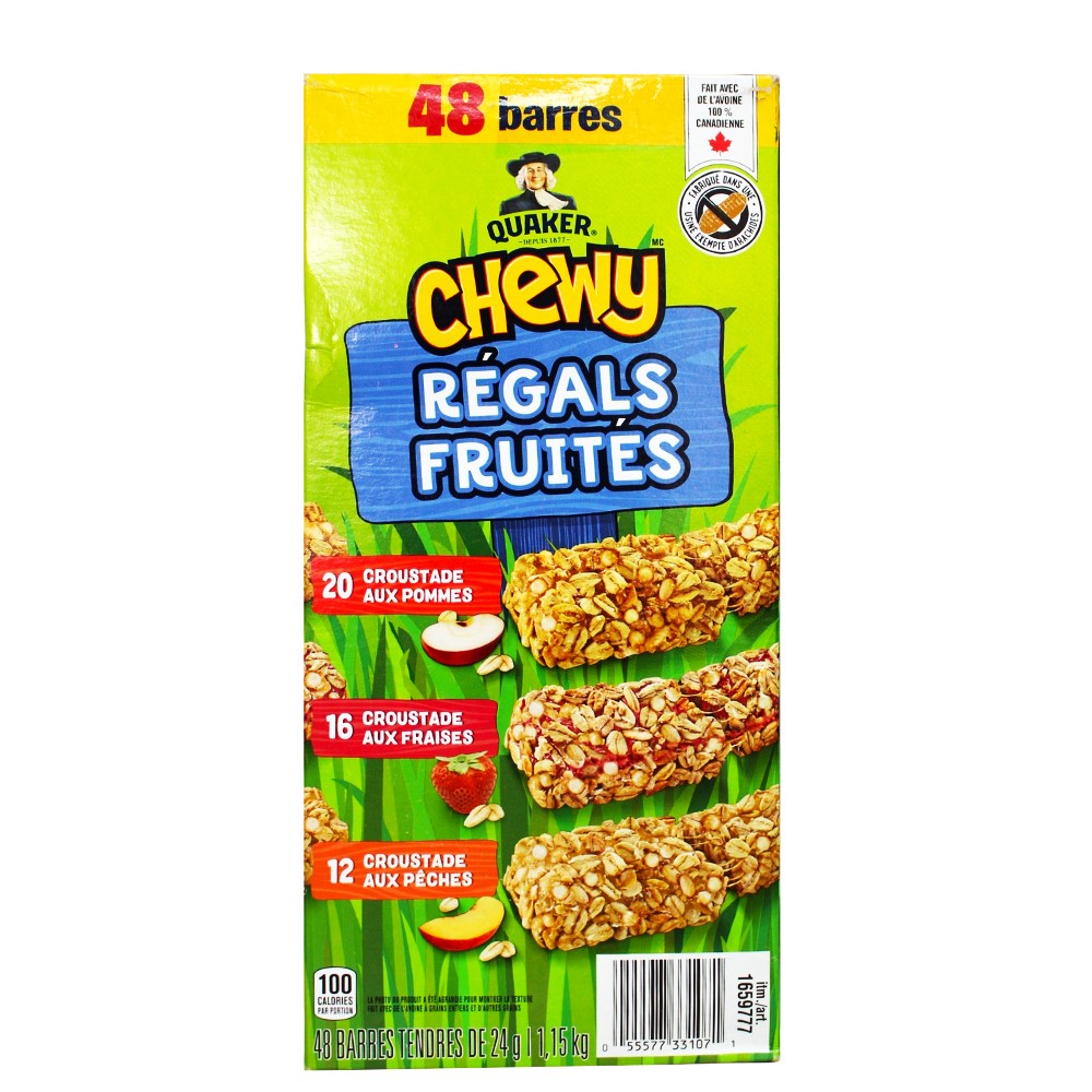 Quaker -  Barres tendres Chewy régals fruité, 48 unités