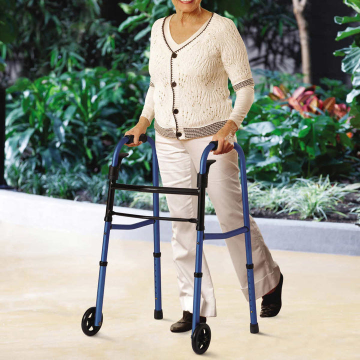 Medline Folding Walker with Wheels