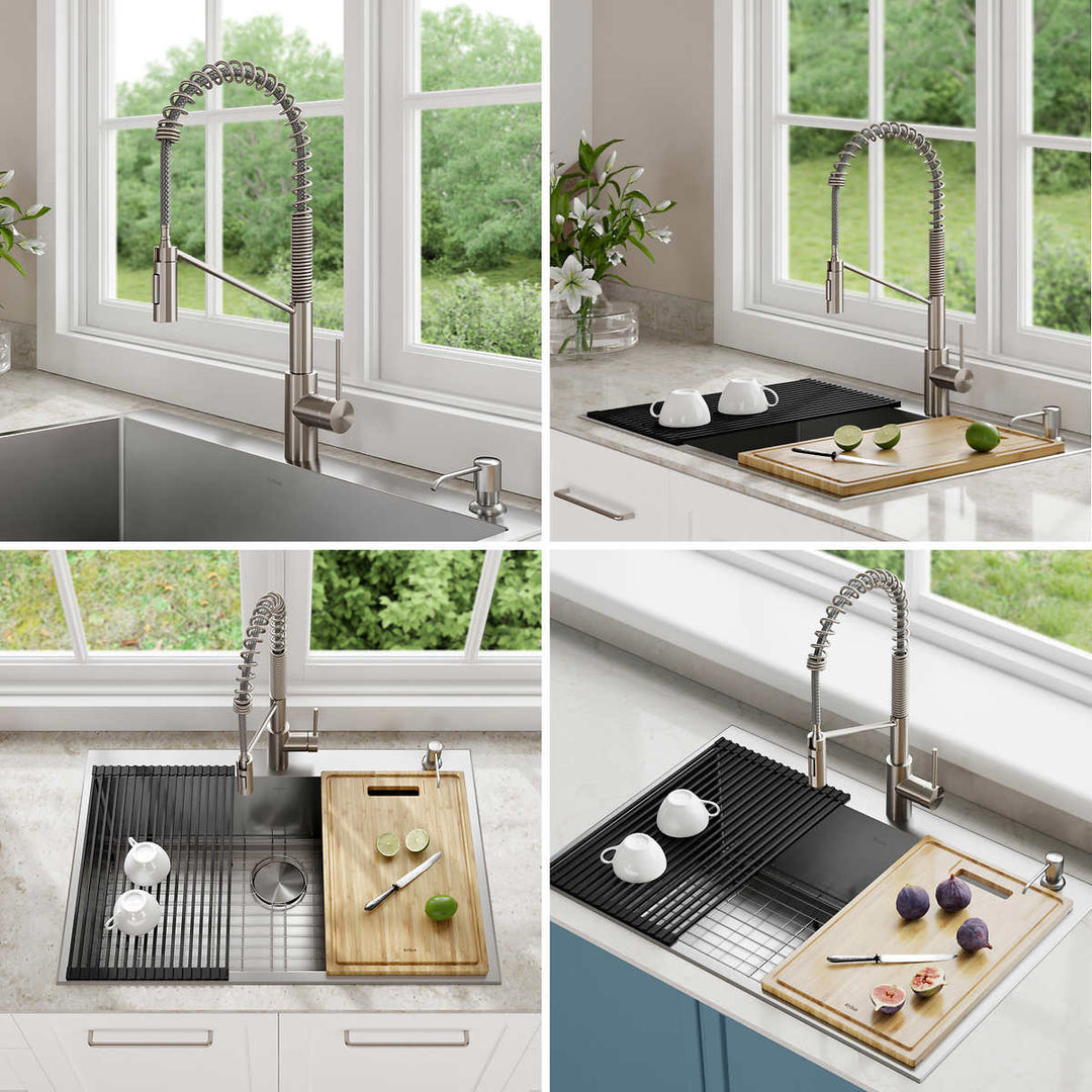 KRAUS Double Bowl Stainless Steel Kitchen Sink with Accessories