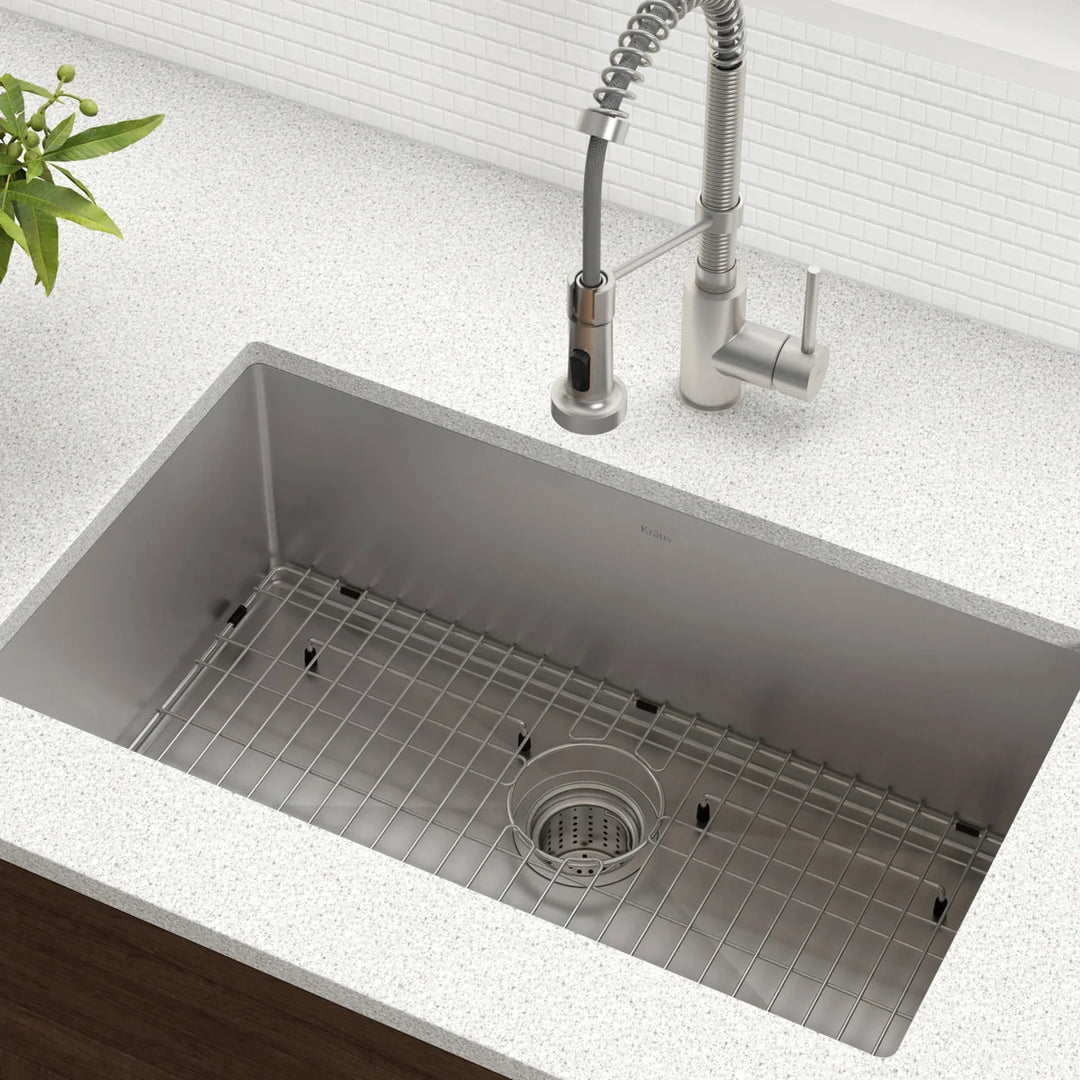 Kraus - Évier encastré de 30 po avec robinet et accessoires