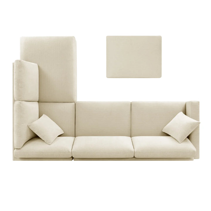 Thomasville - Sectionnel en tissu 3 pièces avec pouf de rangement