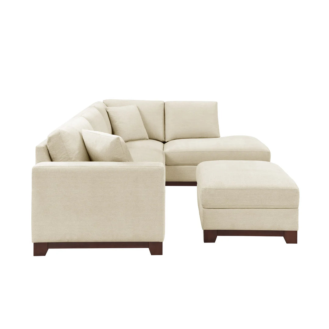 Thomasville - Sectionnel en tissu 3 pièces avec pouf de rangement