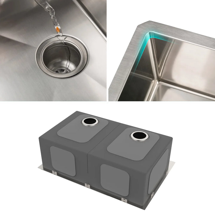 KRAUS - 33" Double Bowl Undermount Stainless Steel Sink