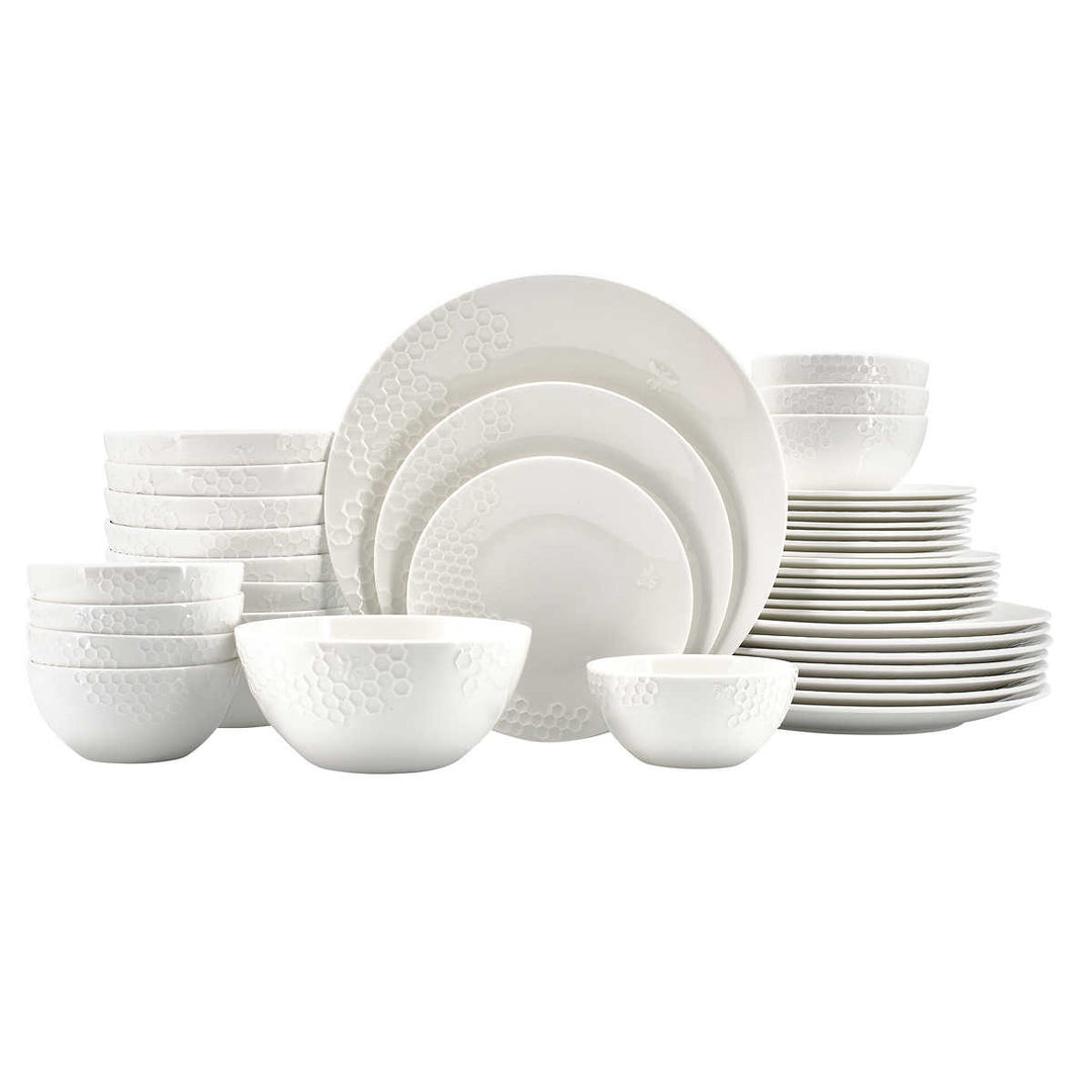 Mikasa - Service de vaisselle, 40 pièces - Tarala Honeycomb Bone China
