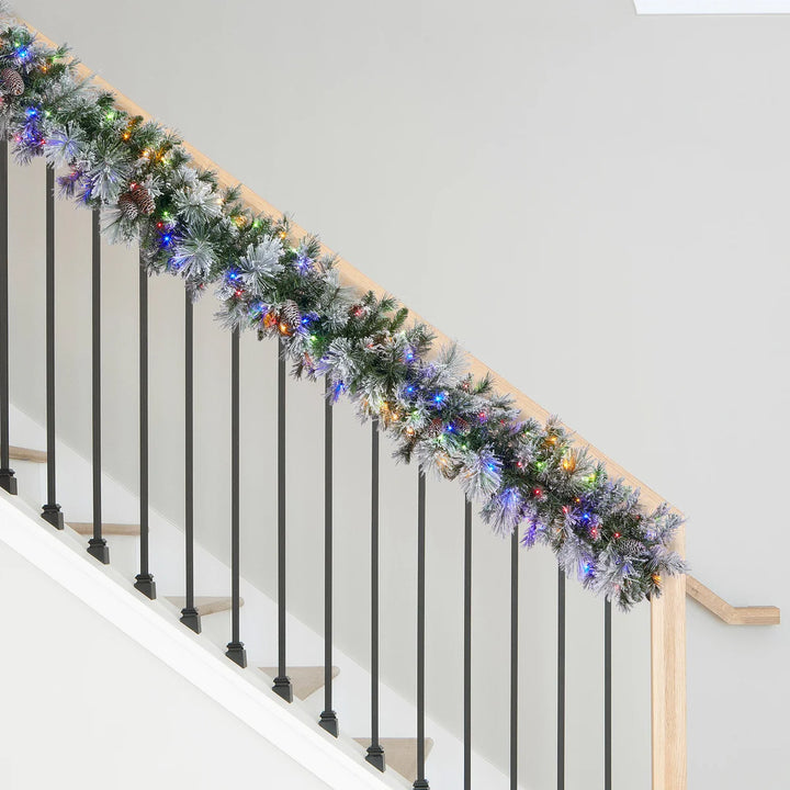 2.7 m Pre-Lit Flocked Glitter Artificial Christmas Garland
