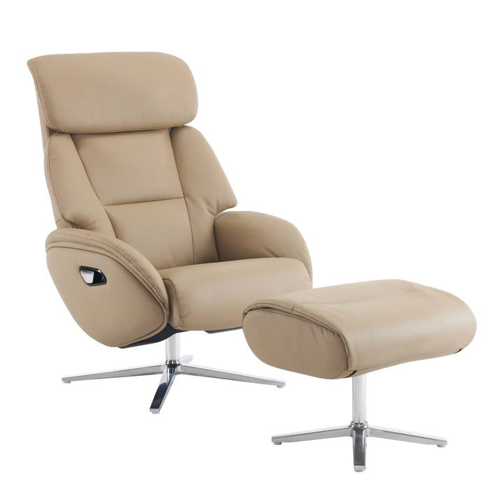 Dola Hills – Full Grain Leather Recliner with Ottoman