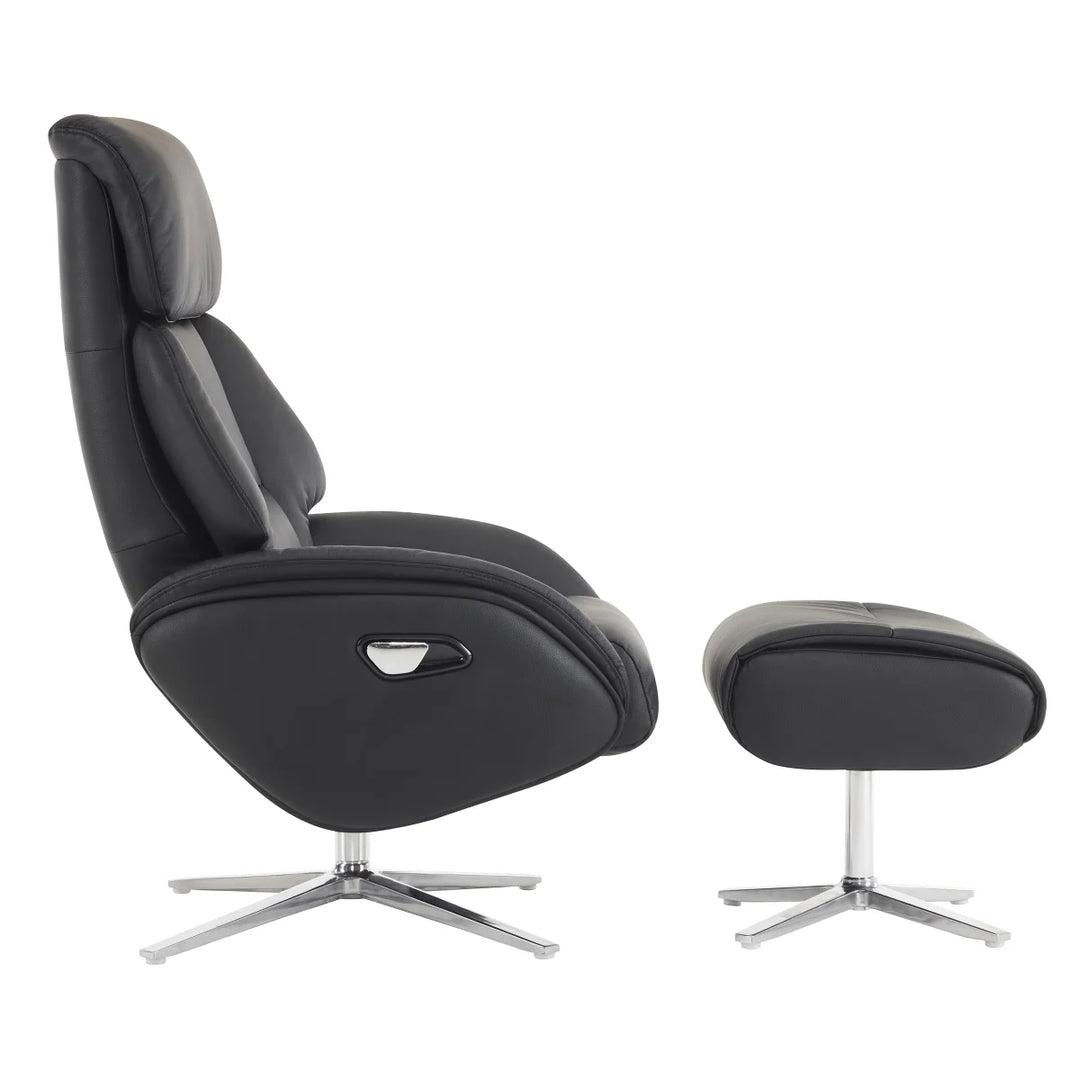 Dola Hills – Full Grain Leather Recliner with Ottoman