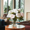 CGH Faux Peonies in Glass Vase