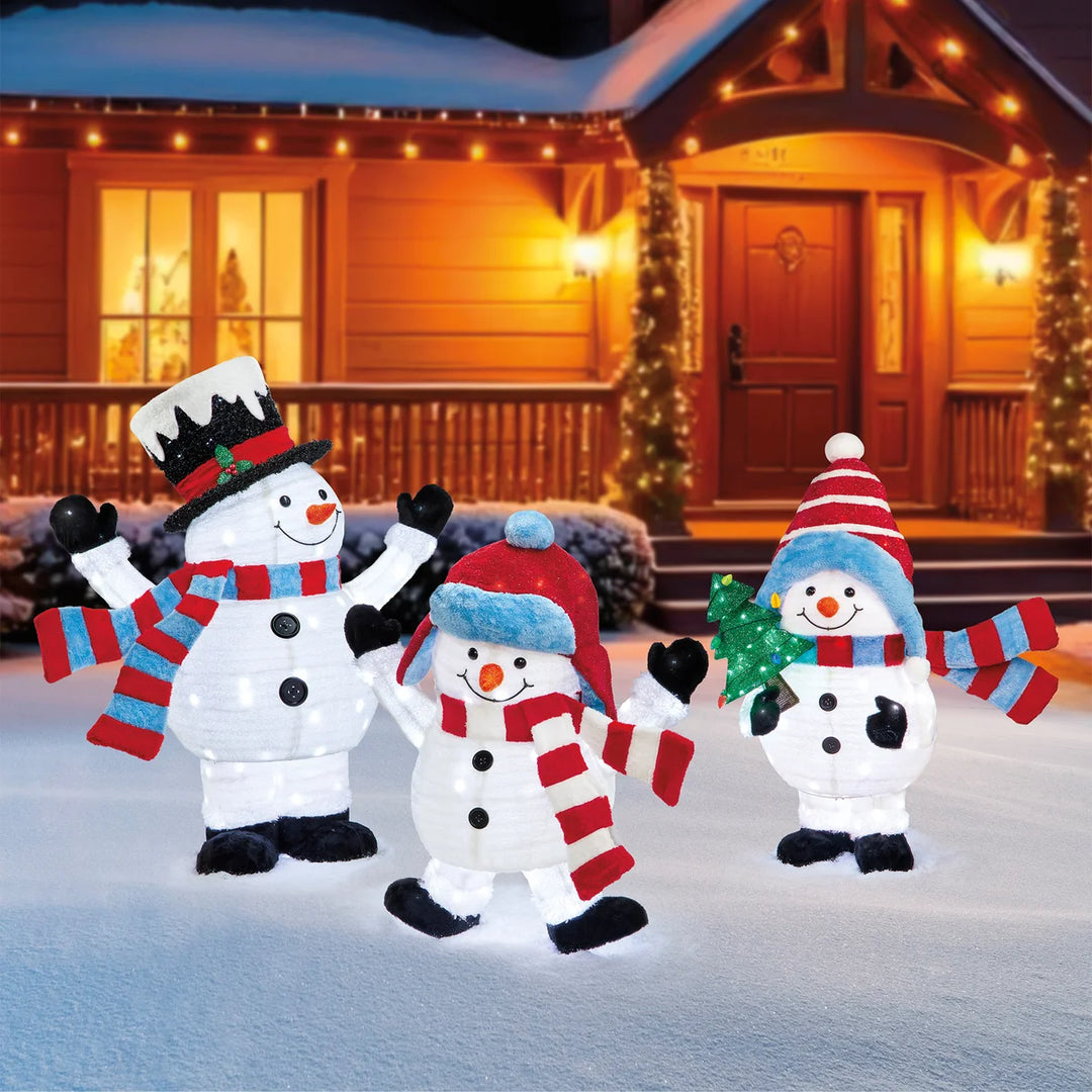3-Piece Snowman Family Set with 435 LED Lights