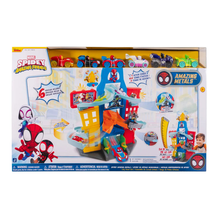 Marvel - Coffret de 6 véhicules Spidey Amazing Metals City Track
