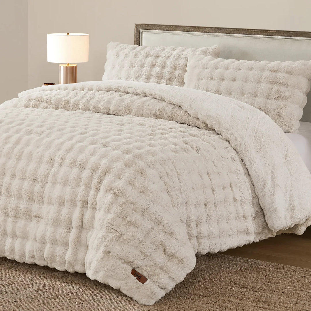 FRYE - Ensemble de couette en fausse fourrure, 3 pièces