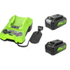 Greenworks - Ensemble Chargeur de batterie 24 V avec 2 batteries