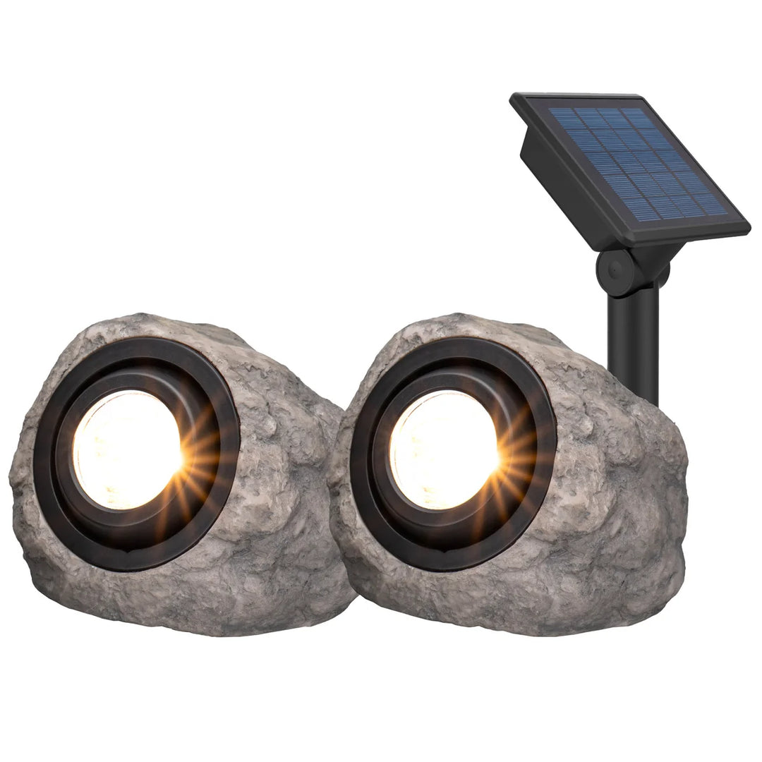 KODA - Projecteurs solaires DEL aspect pierre, paquet de 2