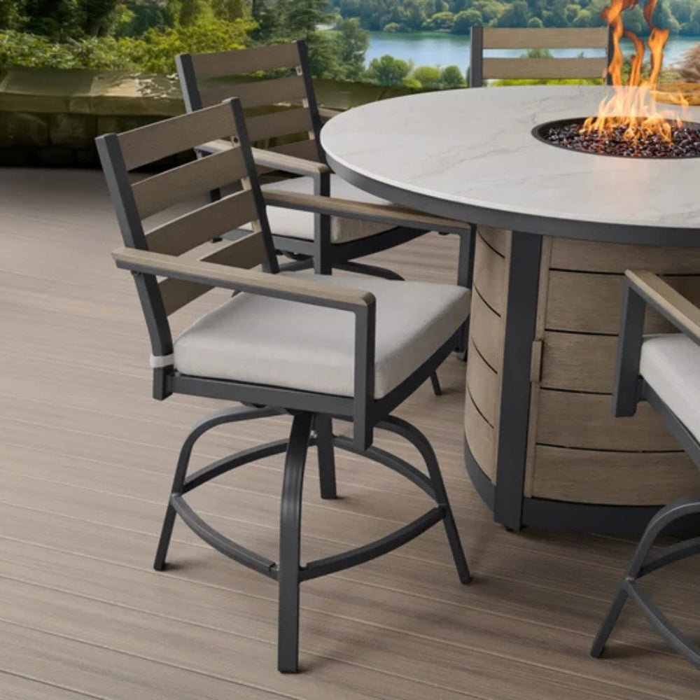 Nicolet - Ensemble repas pour l'extérieur à table-braséro, 7 pièces