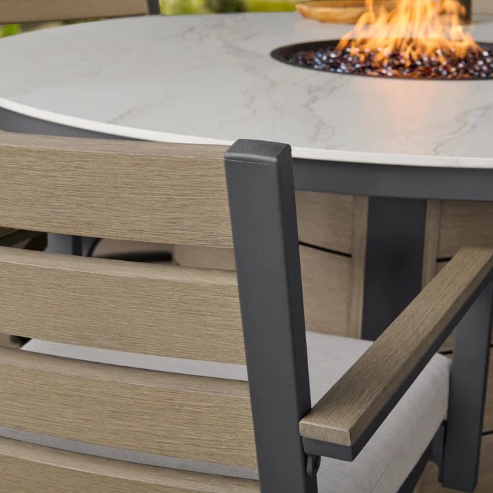 Nicolet - Ensemble repas pour l'extérieur à table-braséro, 7 pièces