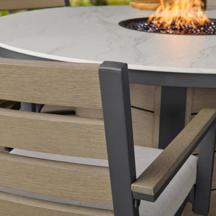 Nicolet - Ensemble repas pour l'extérieur à table-braséro, 7 pièces