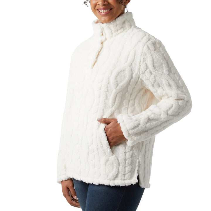 32 Degrées – Chandail en sherpa en tricot torsadé