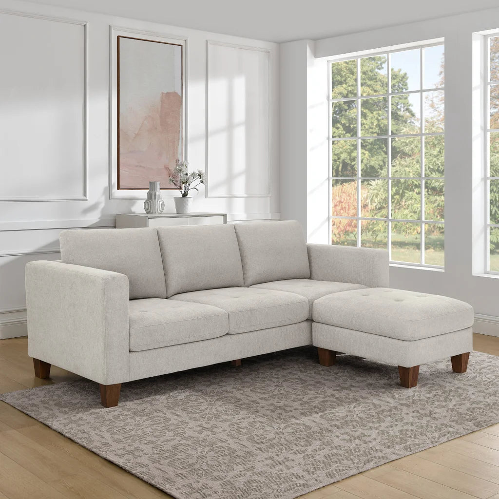 Thomasville - Sofa en tissu avec pouf