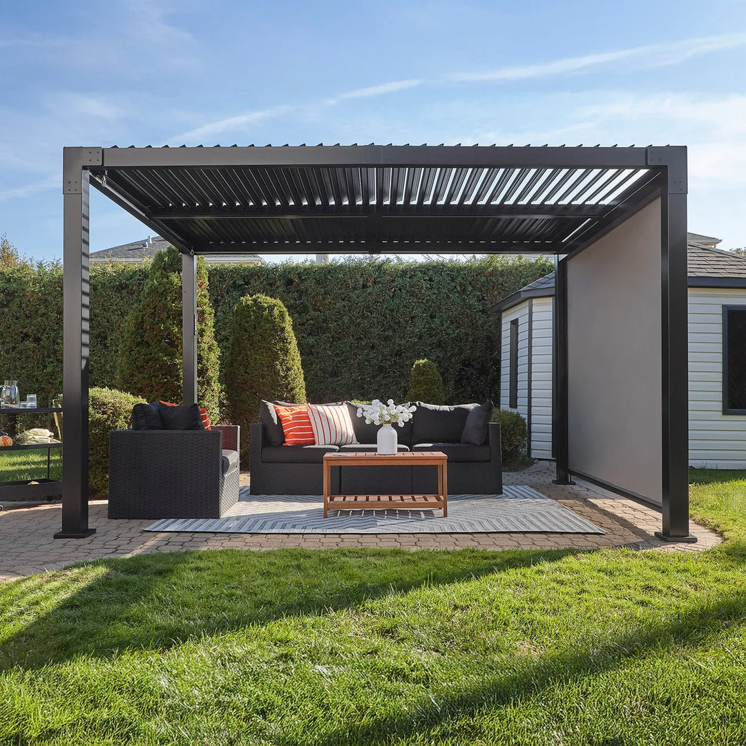 Sojag Austa - Pergola 10 x 13 pi avec DEL et écran d'intimité
