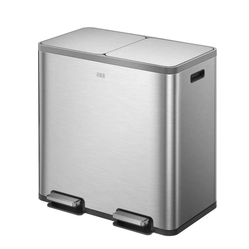 EKO - Poubelle en acier inoxydable avec deux compartiment