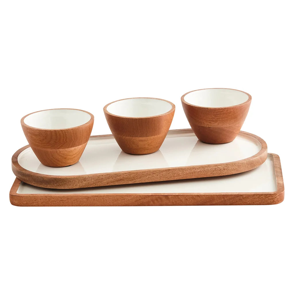 Safdie - Service de table en bois émaillé, 5 pièces
