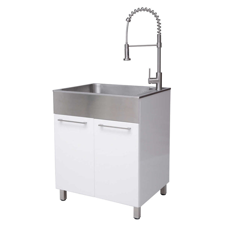 Conglom - Laundry cabinet with stainless steel sink and retractable faucet