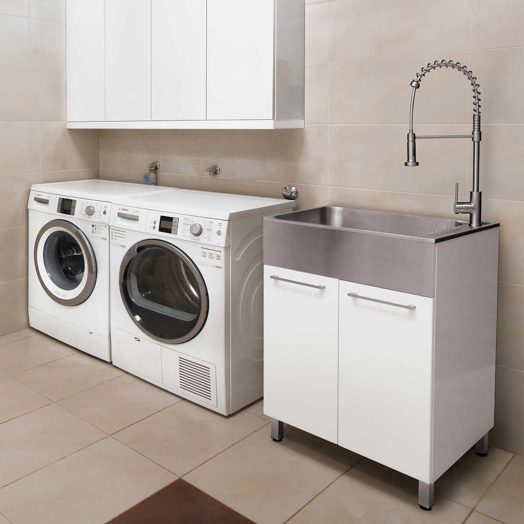 Conglom - Laundry cabinet with stainless steel sink and retractable faucet