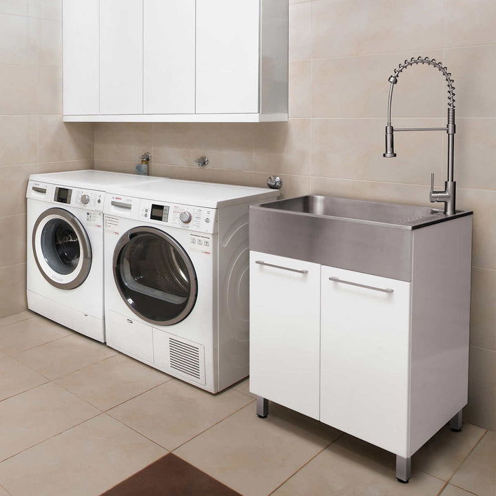 Conglom - Laundry cabinet with stainless steel sink and retractable faucet