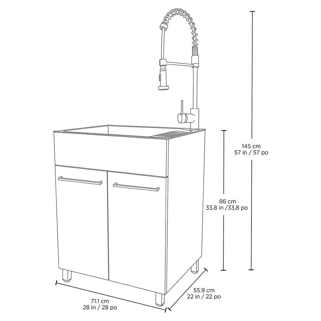 Conglom - Laundry cabinet with stainless steel sink and retractable faucet