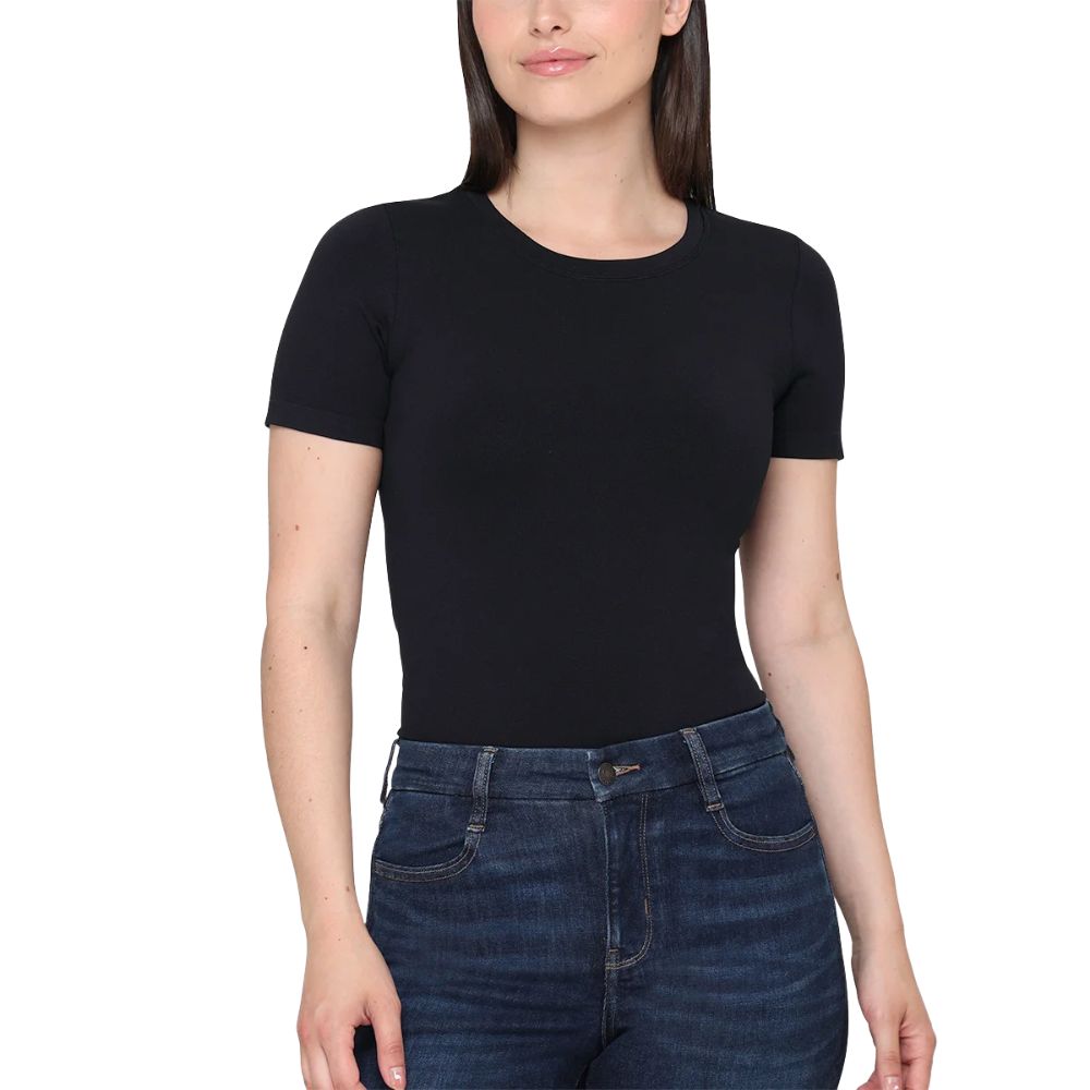 Tahari - Chandail à manches courtes sans couture lisse, paquet de 2