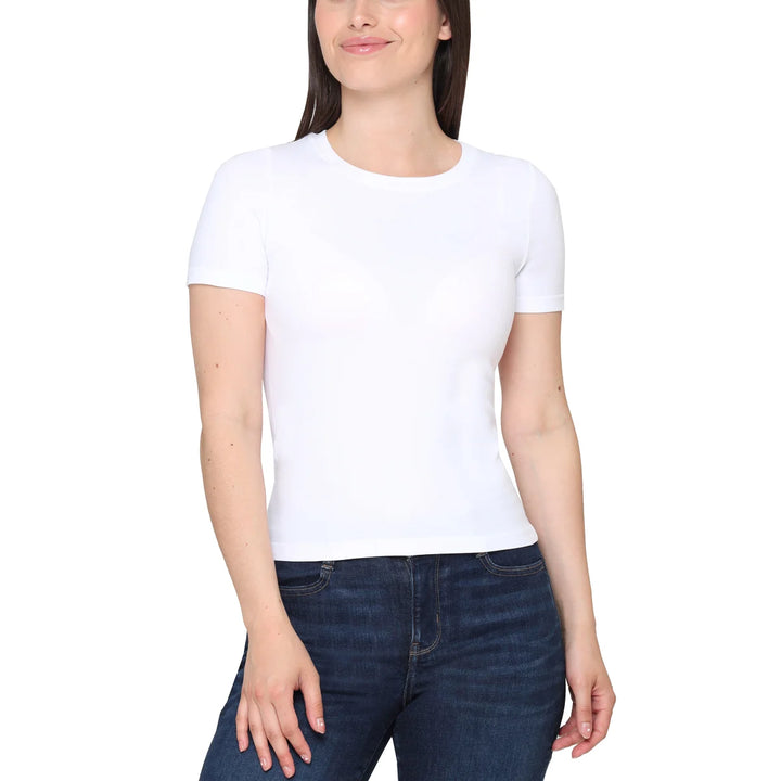 Tahari - Chandail à manches courtes sans couture lisse, paquet de 2