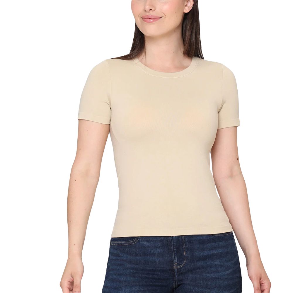 Tahari - Chandail à manches courtes sans couture lisse, paquet de 2