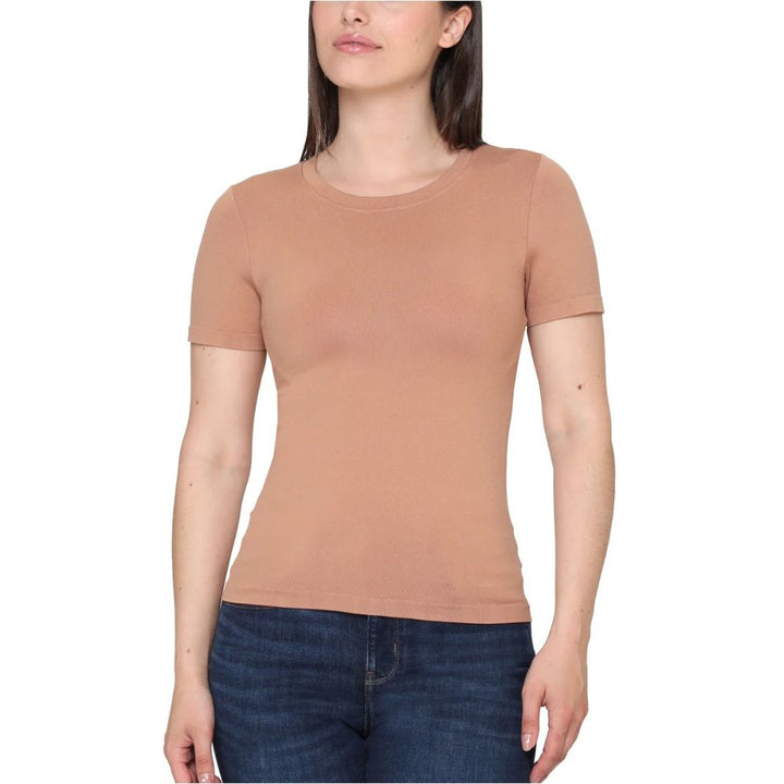 Tahari - Chandail à manches courtes sans couture lisse, paquet de 2